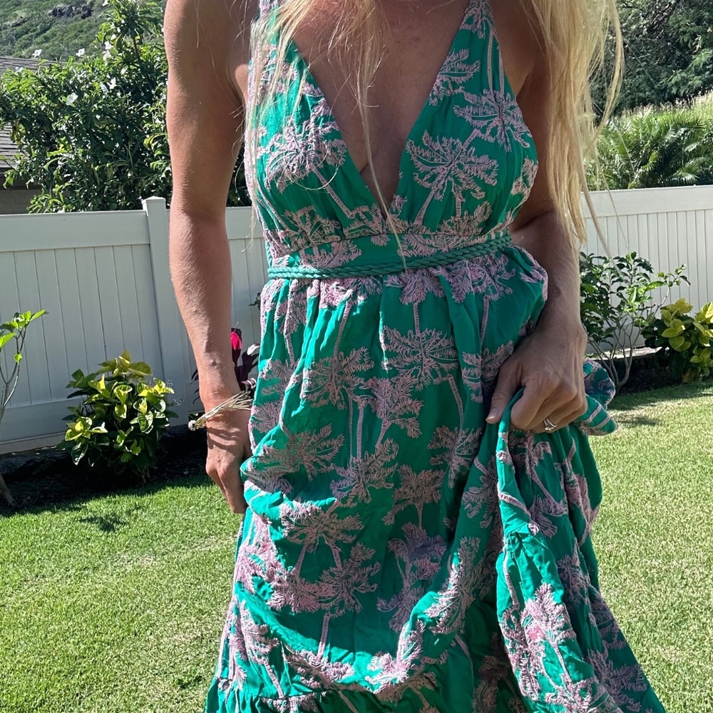 MAAJI Embroidered Palms Moon Bay Maxi Dress SZ Medium NEW with TAGS